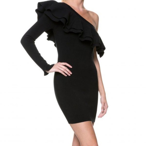 One Shoulder Ruffle Mini Dress Bnwt 